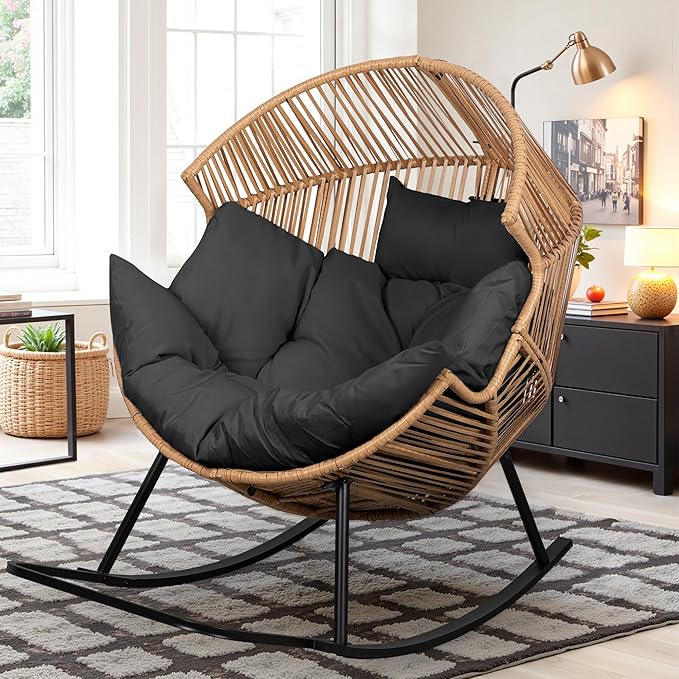 Vongrasig Wicker Rocking Egg Chair PE Rattan by Vongrasig