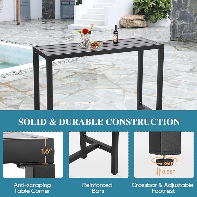 Outdoor Bar Table, Patio Console Pub Height Tables - Image 5