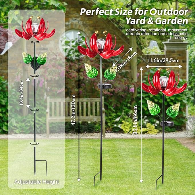 Solar Lights Outdoor Garden Decor, Solar Wind Spinner Yard Decorations Gifts - Image 3