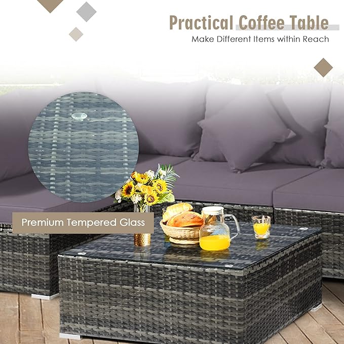 Tangkula 7 Pieces Wicker Patio Furniture Set, All-Weather Outdoor Rattan - Image 8