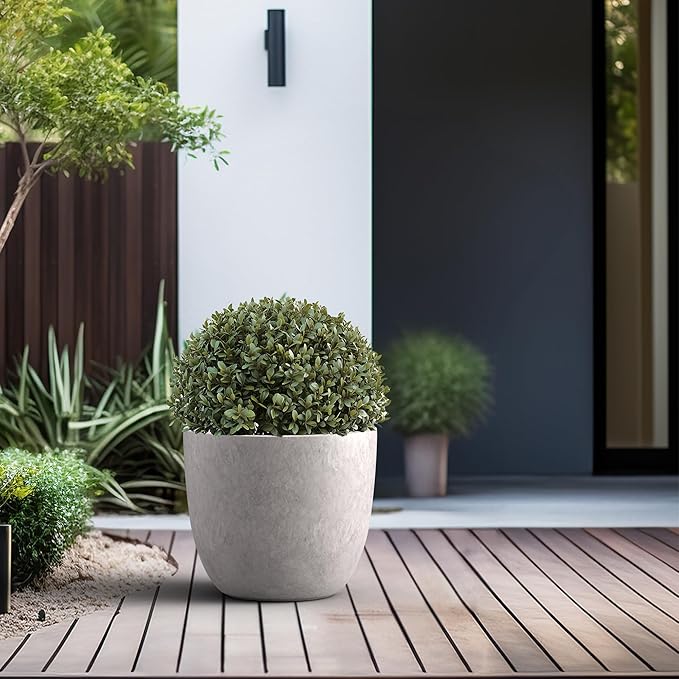Kante 14 Inch Dia Round Concrete Planter, Indoor Outdoor Large Plant Pot - Image 3