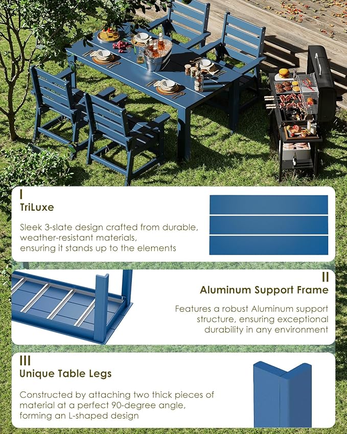 GREENVINES Outdoor Dining Table | 67’’ | HDPE | Rectangle Tables - Image 3