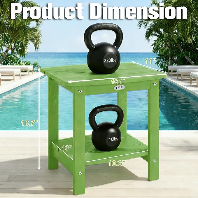 Y&M Outdoor Side Table, HIPS Adirondack Small Double Layer Table, Waterproof - Image 3