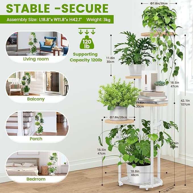 TOSKING 5 Tier Metal Plant Stand Indoor， Plant Shelf, Corner Shelf Flower Pot - Image 3