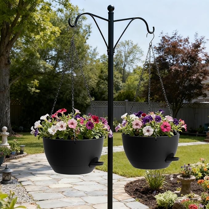 13 Inch 2 Pack Large Self Watering Hanging Planters - Image 4