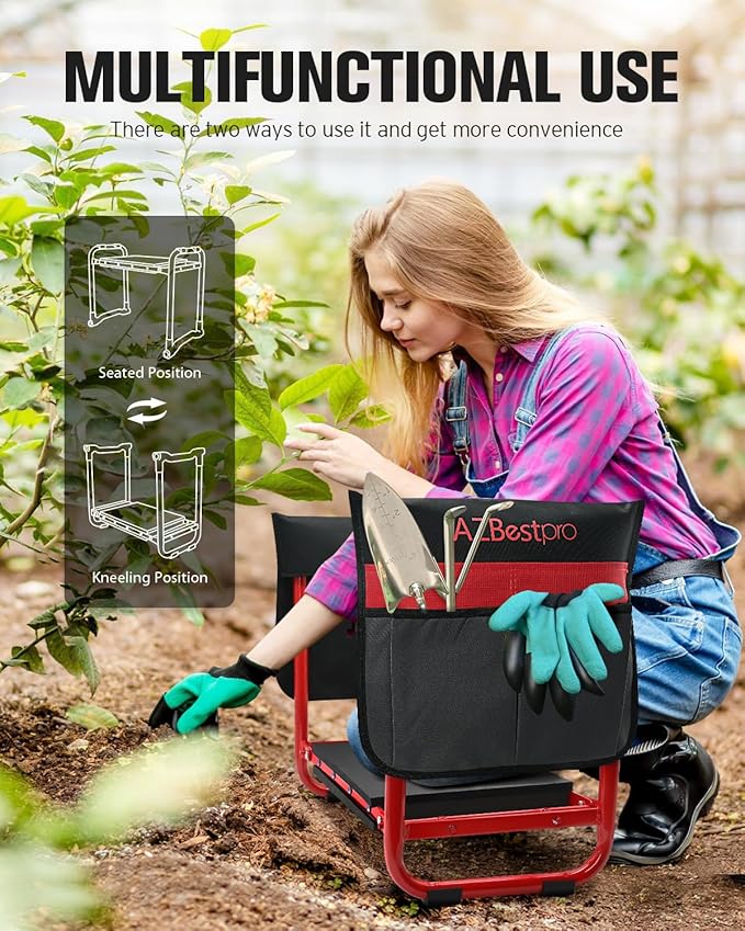 Garden Kneeler and Seat Heavy Duty, Upgraded Foldable Gardening Stool Widened - Image 4