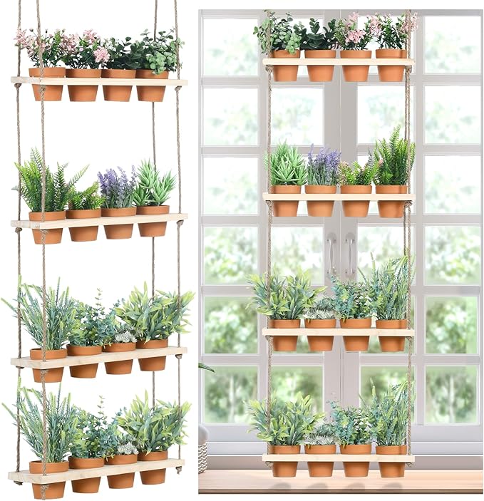 4 Tiered Window Plant Shelves Hanging Herb Planter Indoor Display - Image 8