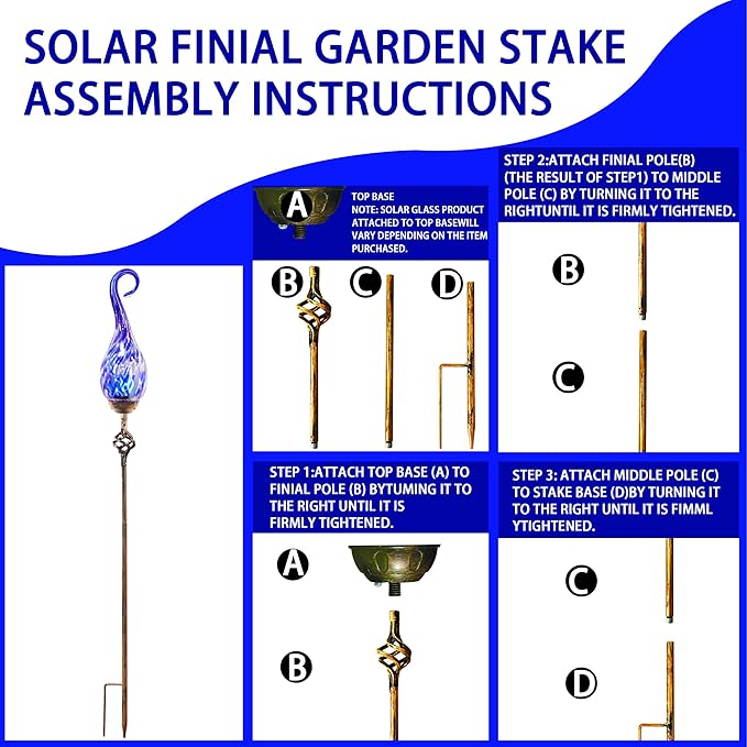 Garden Solar Lights Outdoor, Decorative LED Pearlized Glass Spiral Garden Stake - Image 7