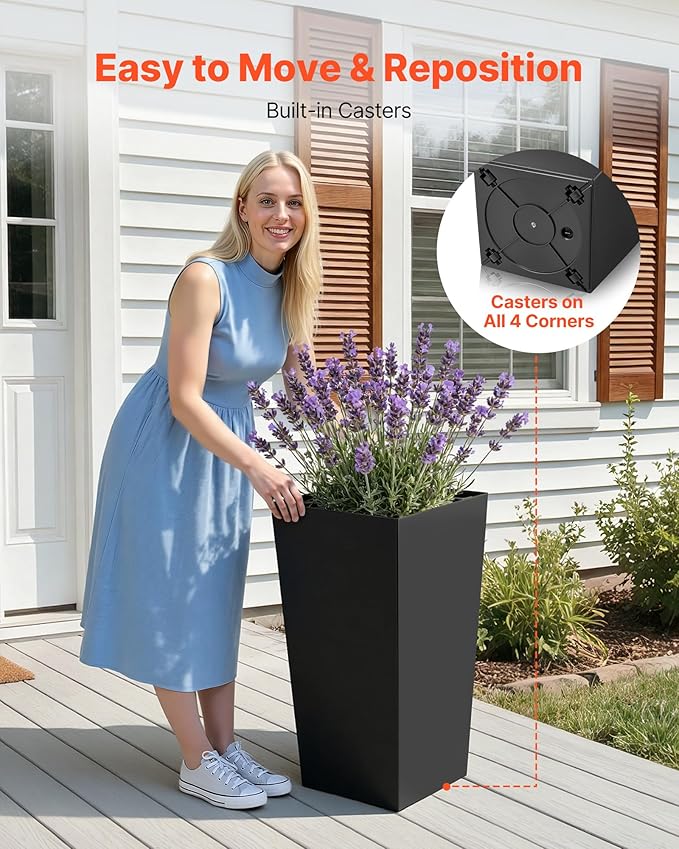 VEVOR 30 inch Tall Planters for Outdoor Plants Set of 2, Modern Large Planters - Image 4