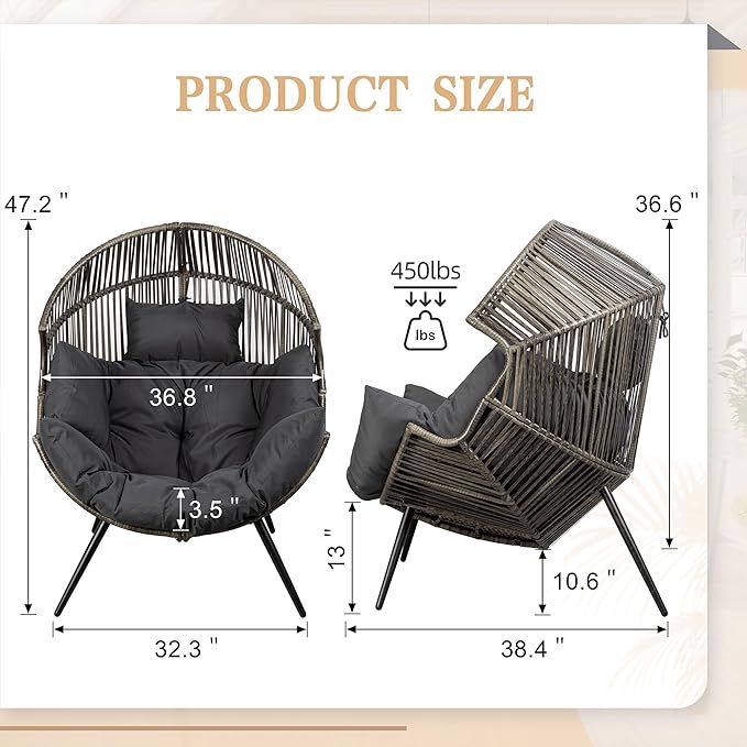 Vongrasig Wicker Egg Chair PE Rattan Chair - Image 2