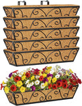 6pcs 24 Inch Window Deck with Coco Liner, Metal Hanging Flower Planter Window by LAWYAMAI