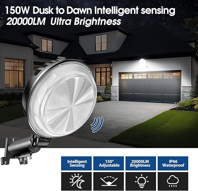 4 Pack 150W LED Barn Light, 20000LM Dusk to Dawn Sensor Security Light - Image 3