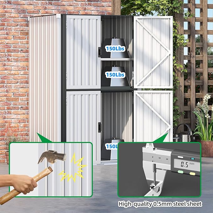AECOJOY Outdoor Storage Cabinet Waterproof, Large Tall Vertical Outdoor - Image 4