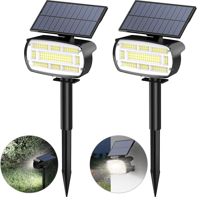 Fabrito Large Solar Spot Lights Outdoor 2 Pack, 1000 Lumens High Brightness by Fabrito
