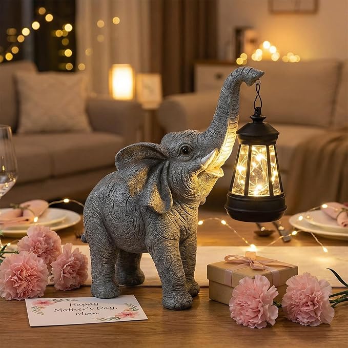 Solar Garden Statue Lights Elephants Figurine - Image 5