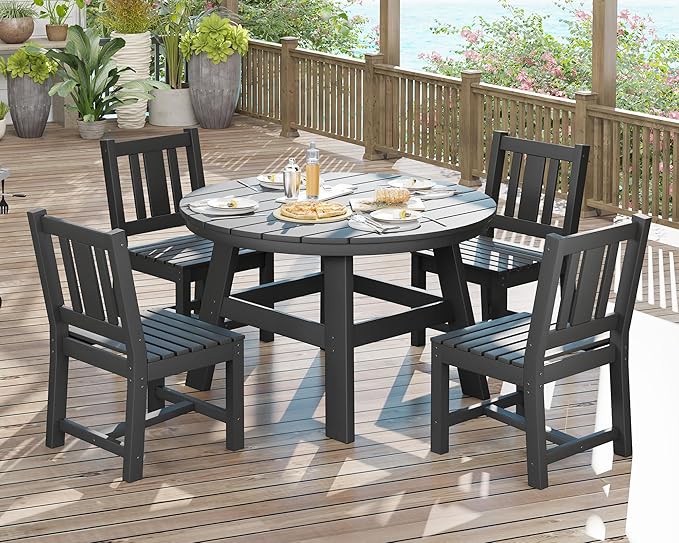 AMERLIFE 5 Piece HDPE Outdoor Dining Table & Chairs Set, All-Weather Patio by AMERLIFE