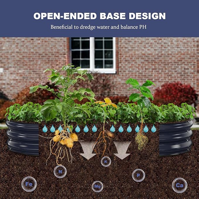 Raised Garden Bed, Oval Metal Planter Box - Image 4