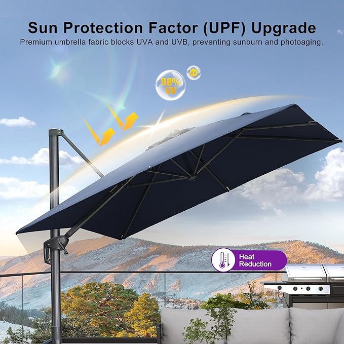 PURPLE LEAF Patio Umbrella 10' X 13' Rectangle Cantilever Umbrella Large - Image 5