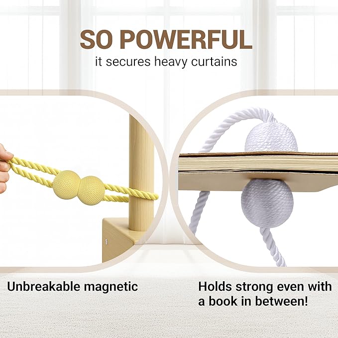 Hion Magnetic Curtain Tiebacks Golden 6 Pack, Curtain Tiebacks Buckles - Image 5