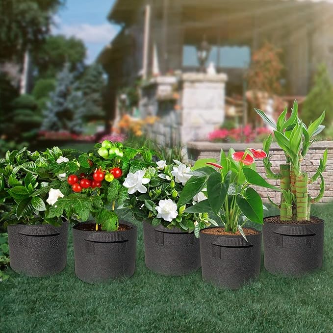 5 Pack 1 Gallon Grow Bags with Handles Garden Vegetable Flower Grow Bags - Image 2