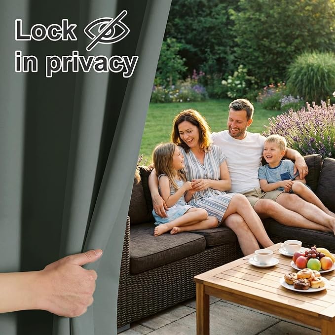 RYB HOME Outdoor Curtains for Patio Waterproof Block Sunlight Thermal Insulated - Image 3