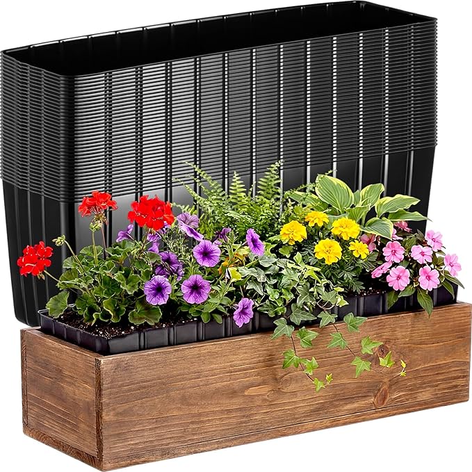 BreezeHug 36 Pcs Plastic Planter Liners Rectangular Plastic Inserts 10.5" x 3" by Unknown