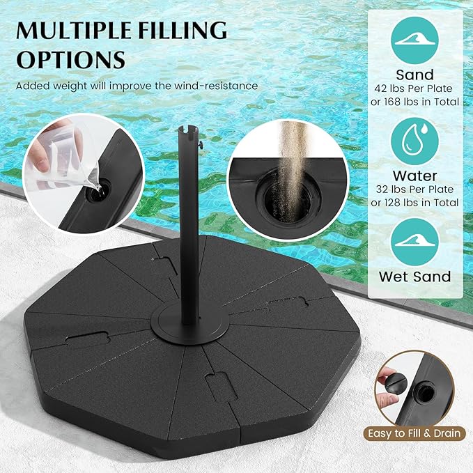 Tangkula 4-Piece Patio Umbrella Base, 208 lbs Heavy Duty Offset Cantilever - Image 4