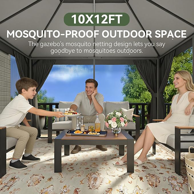 Aoxun 10x12 Outdoor Gazebo - Image 4