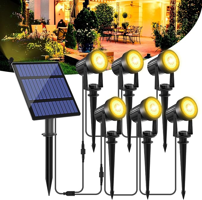 T-SUNUS Solar Spot Lights Christmas 6-in-1 Outdoor Warm White 3000K Landscape by T-SUNUSLighting