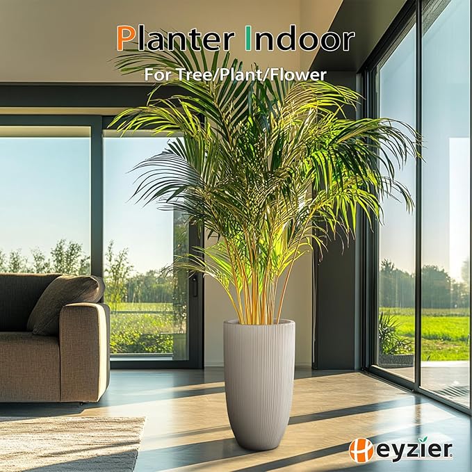 Tall Planters for Outdoor Plants, Large Concrete Flower Pots for Garden Front - Image 4