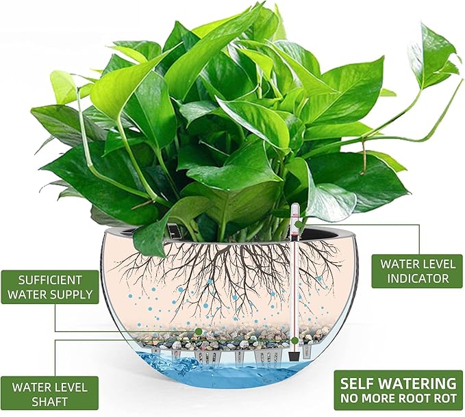 Dexceder 10.5 Inch Large Self Watering Hanging Planters Indoor Outdoor - Image 2