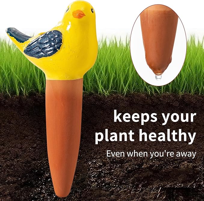 4 Pack Self Watering Bird Shaped Globes, Terracotta Vacation Planters Devices - Image 4