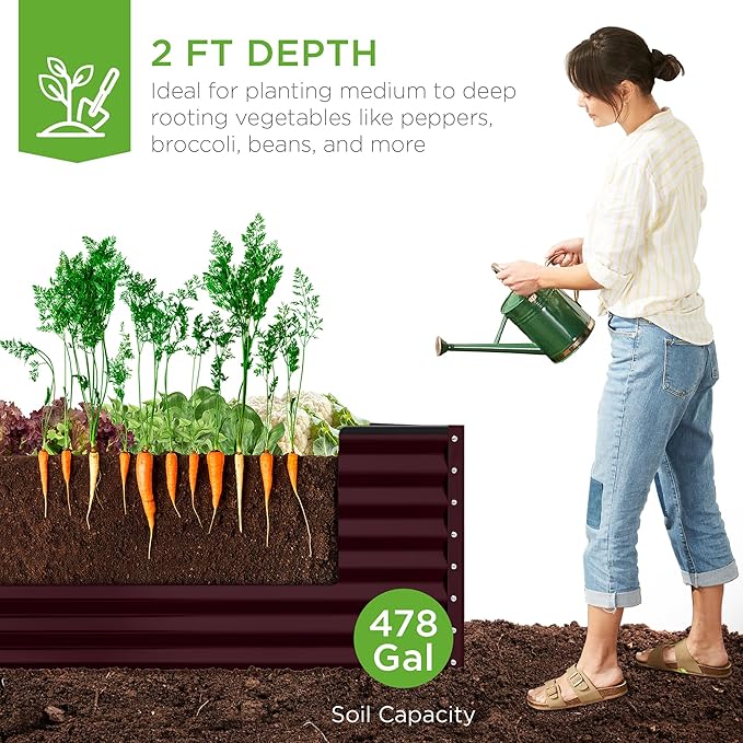 Best Choice Products 8x4x2ft Outdoor Metal Raised Garden Bed, Deep Root Planter - Image 4