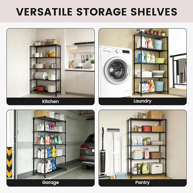 Xcity Storage Shelves, 5 Tier Heavy Duty Metal Shelving Unit, 2000 LBS Capacity - Image 7