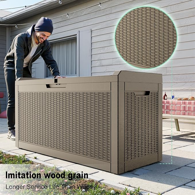 ROJIK Outdoor Storage Housing Deck Box, Waterproof Patio Furniture, Garden Tools - Image 3