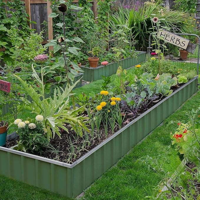 KING BIRD Raised Garden Bed 68" x 36" x 12" Galvanized Steel Metal Outdoor - Image 9