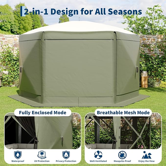 11.5x11.5FT 6-Sided Pop Up Gazebo Tent，One-Push Setup Canopy Tent - Image 3