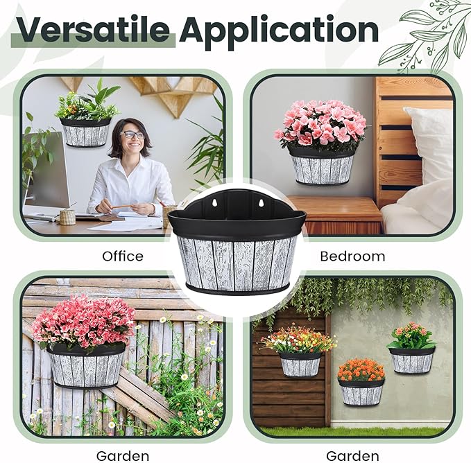Layhit 6 Pcs Wall Hanging Planters Outdoor Pot Planter Wine Barrel Planter - Image 3