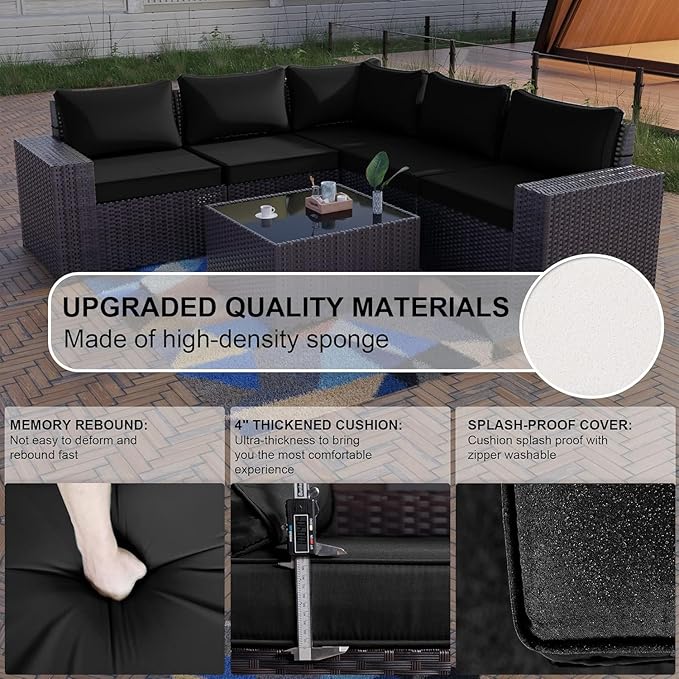 Kullavik 12 Pieces Outdoor Patio Furniture Set PE Wicker Rattan Sectional Sofa - Image 6