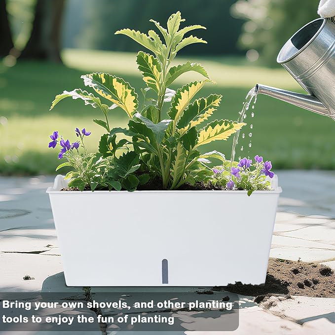 Window Box Planter 6 Pcs, 16.5 Inches Self Watering Rectangle Flower Plant Pots - Image 6