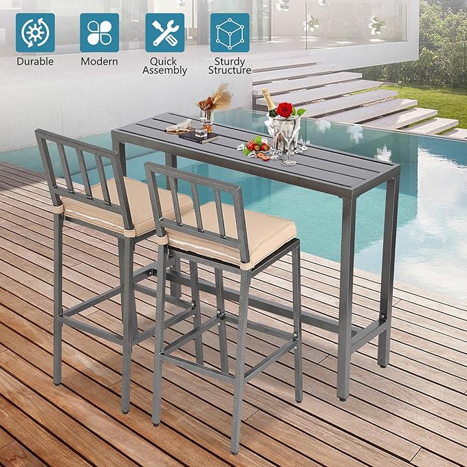 Outdoor Bar Table, Patio Console Pub Height Tables - Image 6