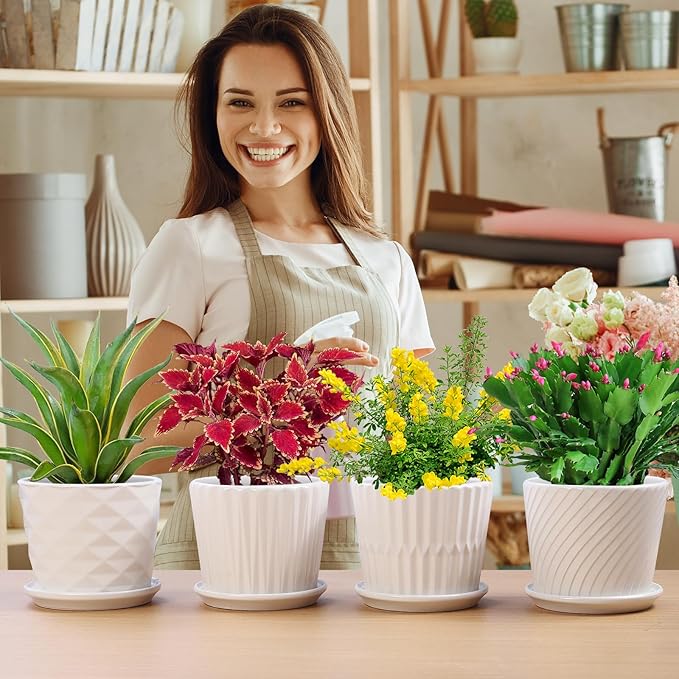 Plant Pots - 5.5 Inch Cylinder Ceramic Planters - Image 7