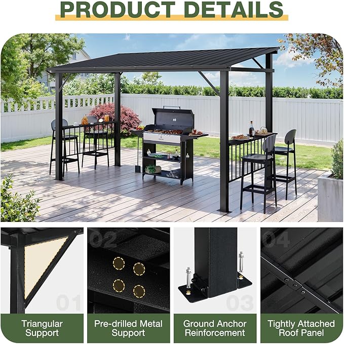 Aoxun 12x6 FT Hardtop Grill Gazebo - Image 3
