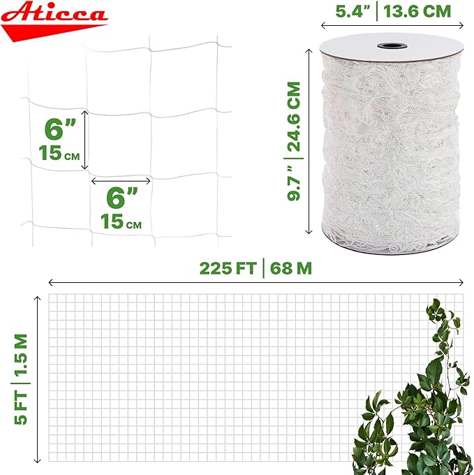 Trellis Netting 5 x 225 ft Heavy Duty Polyester Plant Support Netting White - Image 2