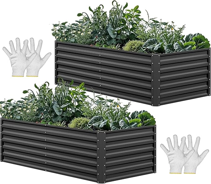 YITAHOME 6x3x2ft 2pcs Large Raised Garden Bed Kit, Galvanized Metal Planter Box by YITAHOME