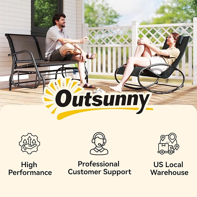 Outsunny 2-Person Outdoor Glider Bench, Patio Double Swing Rocking Chair - Image 8