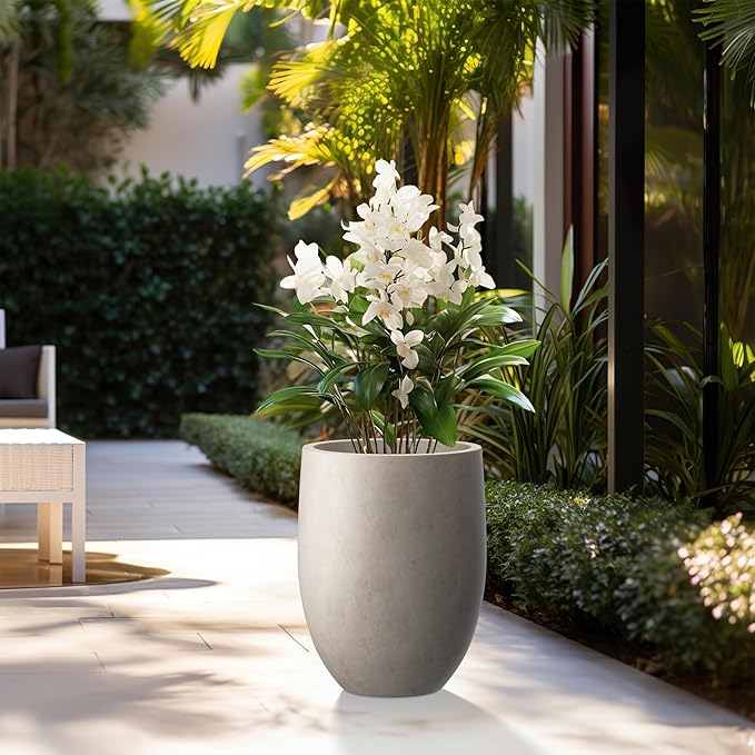 Kante 21.7 Inch Tall Concrete Planter, Large Indoor Outdoor Plant Pot - Image 3