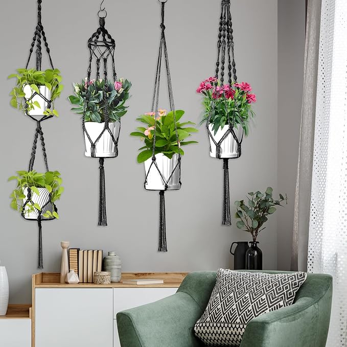 Hoteam 12 Pcs Macrame Plant Hangers Macrame Hanging Planters - Image 6
