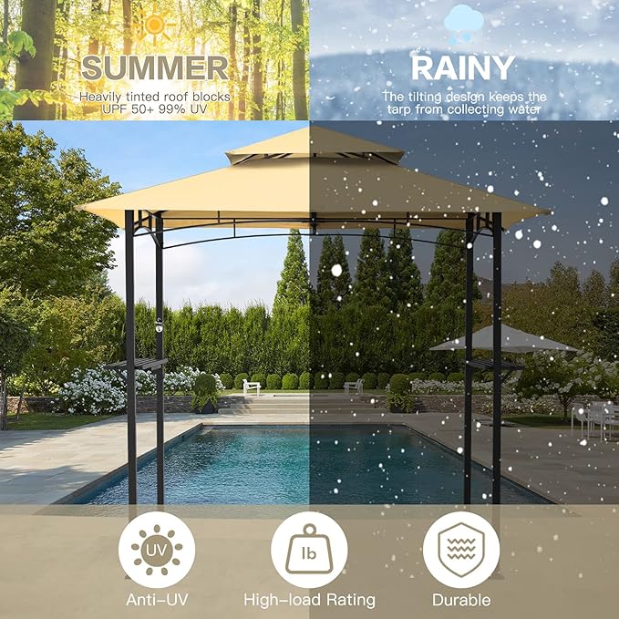 AECOJOY 8' x 5' Outdoor Grill Gazebo Canopy, BBQ Canopy - Image 3