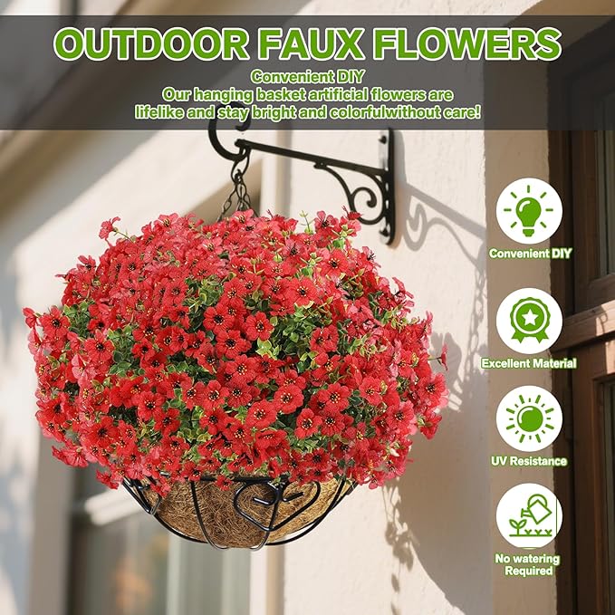 Artificial Flowers for Outdoor, Silk Flowers No Fade Fake Plastic Flowers UV - Image 2
